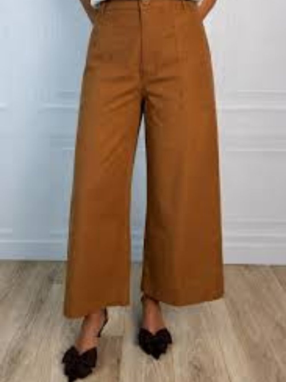 First Rite High-Rise Wide Leg French Workwear Pants in Warm Brown